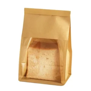 Custom Printed Kraft Paper Bread Bags with Clear Window Zipper Lock Food Grade Bakery Packaging Bags for Toast Loaf Baguette