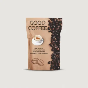 Custom Printed Kraft Paper Coffee Bags Flat Bottom 250g 12oz 1kg Aluminum Foil Plastic Packaging Pouch for Coffee Bean Packaging