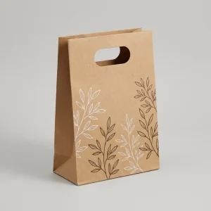 Custom Printed Kraft Paper Gift Bags Floral Logo Design Brown Packaging Bulk