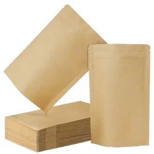 Custom Printed Kraft Paper Stand up Pouch with Aluminum Foil Laminated Resealable Zipper Bag for Nuts Food Packaging