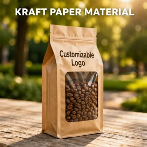 Custom Printed Kraft Paper Zipper Bags Cacao Powder Coffee Packaging Stand up Pouch Eco friendly Packaging Bag