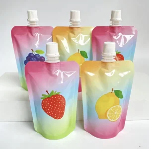 Custom Printed Leak Proof Food Grade Spout Pouch Plastic Packaging Bag with Multiple Sizes Available for Juice Beverage Storage