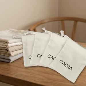 Custom Printed Logo Biodegradable Packaging Gift Cosmetic Thickened Twill Cotton Pouch Canvas Drawstring Dust Bag for Handbag
