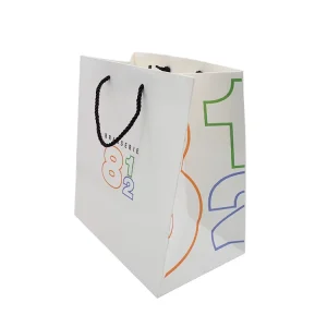 Custom Printed Logo Biodegradable Paper Bags Hand Length Handles for Promotion Boutique Luxury Clothing Shopping Coated Paper