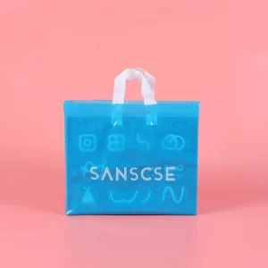 Custom Printed Logo Design PE Handle Plastic Bag Die Cut Bag Shopping Bag for Clothing Shoe Packing