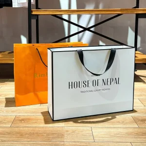 Custom Printed Logo Design Promotion Luxury Clothing Retail Gift Cardboard Paper Bag Hand Length Shoes