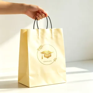 Custom Printed Logo Eco Friendly Biodegradable Recyclable Craft Bag Kraft Paper Takeaway Bags with Handles for Fast Food