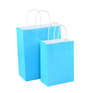 Custom Printed Logo High Quality Strong Carry Colorful Flat Bottom Kraft Paper Shopping Gift Retail Bag With Handle