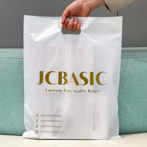 Custom Printed Logo Personalized HDPE LDPE Merchandise Die Cut Plastic Shopping Bag With Handle