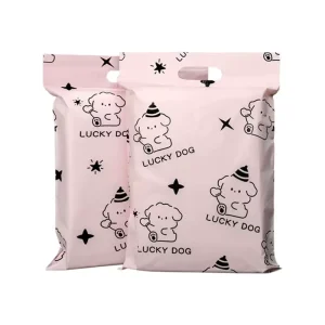 Custom Printed Logo Pink Plastic PE Mailer Envelope Handle Durable Poly Material Shipping Couriers Flyers Bag With Handle