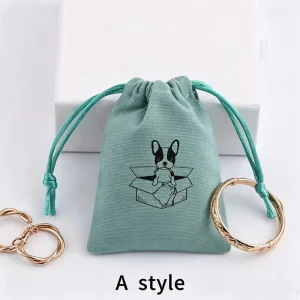 Custom Printed Logo Silk Screen Printed Cotton Earring Dust Pouch for Box Jewelry Storage Packaging Canvas Gift Bracelet Bag