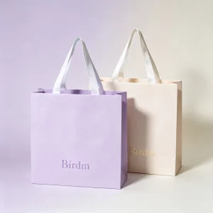 Custom Printed Luxury Clothing Retail Gift Shopping Bag White Paper Jewellery Brand Logo Design Promotion Handle