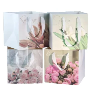 Custom Printed Luxury Kraft Paper Shopping Bag with Waterproof Ribbon Handles Recycled Materials