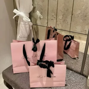 Custom Printed Luxury Small Eco Friendly Shopping Bags with the Company Name Suitable for Jewelry Necklace Packaging
