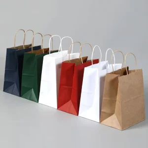 Custom Printed Paper Bags with Your Own Logo Recyclable Brown Kraft Paper Bag for Take out Food Packaging Grocery Shopping Bags