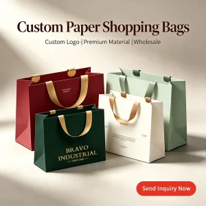 Custom Printed Paper Shopping Bags Eco Friendly Reusable Luxury Gift Paper Bags With Custom Logo For Retail Packaging