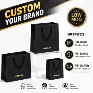 Custom Printed Paper Shopping Bags With Handles for Retail Gift Packaging and Brand Promotion Luxury Design