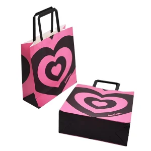Custom Printed Personalized Pink Craft Shopping Food Takeout Bolsas De Papel Kraft Packaging Paper Bags with Your Own logo