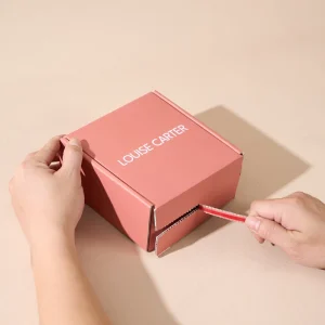 Custom Printed Pink Zipper Mailer Box with Tear Strip Recycled Paper Corrugated Mailing Packaging Shipping Boxes for Jewelry