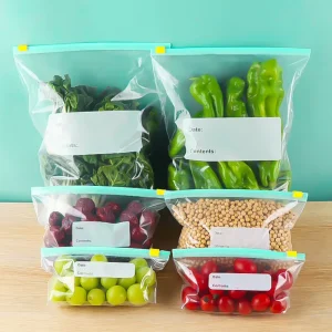 Custom Printed Plastic Bags for Food Packaging Fridge Freezer Storage Reusable Ziplock Slider Bags