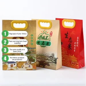 Custom Printed Plastic Food Packaging Bag 5kg to 100kg Capacity for Rice Milk Pet Food with Handle Design