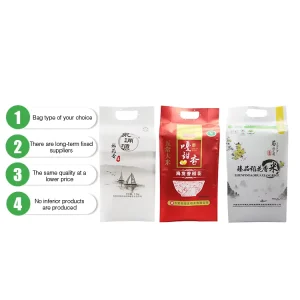 Custom Printed Plastic Food Packaging Bag 5kg to 100kg Capacity for Rice Milk Pet Food with Handle Design