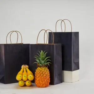 Custom Printed Recyclable Kraft Paper Bags Luxury Heat Seal Packaging for Supermarket Promotion High Definition Disposable Gift
