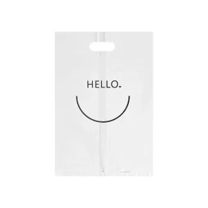 Custom Printed Recyclable Matte Die Cut Handle HDPE Plastic Side Gusset Bag Bakery Cake Bread Supermarket Takeaway Shopping