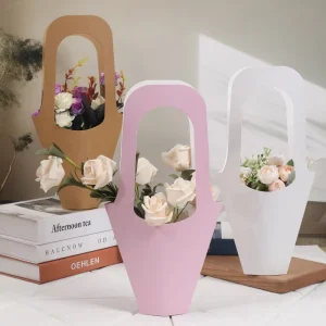 Custom Printed Recycle Kraft Paper Bag with Handle Paper Bag for Wedding and Flower Packaging