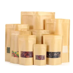 Custom Printed Resealable Bulk Medium Thick Kraft Paper Bags With Logo