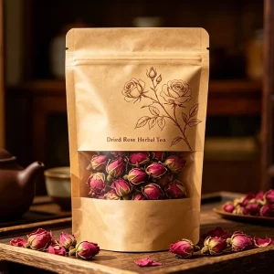 Custom Printed Resealable Stand up Zipper Kraft Paper Pouches Moisture Proof Packaging Bags with Window for Tea Food Storage