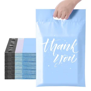 Custom Printed Reusable PE Poly Mailers Die Cut Handle Self Sealing Waterproof Shipping Bags for Apparel Shoes Ecommerce