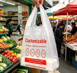 Custom Printed Reusable PE Supermarket Grocery Convenience Store T Shirt Shopping Bags with Gravure Printing