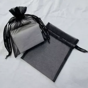 Custom Printed Ribbon Organza Mesh Drawstring Gift Bag for Candy Jewelry and Wedding Favor Packaging