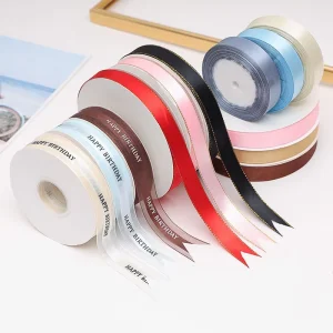 Custom Printed Satin Ribbon for Cake Box Packaging Gift Wrapping Wedding Birthday Party Decoration