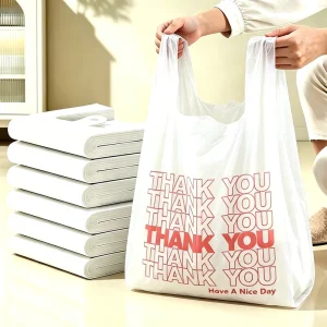 Custom Printed Shopping Bags Disposable Plastic T Shirt Bags With Handles Supermarket Business