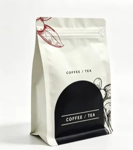 Custom Printed Square Bottom Kraft Paper Coffee Bag Resealable Zipper Stand Pouch One Way Degassing Valve Supermarket Tea Bean