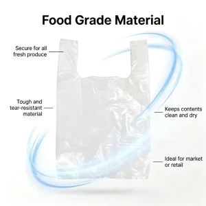 Custom Printed T shirt PE Plastic Bag Gravure Printing Vest Handle Waterproof Transparent Disposable for Fruit Vegetable Market