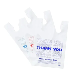 Custom Printed Thank You T Shirt Bag Plastic Carry Bag PE Shopping Bag Packaging Bag Supermarkets Takeout Store Bags