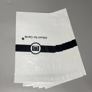 Custom Printed White Poly Mailer Bags with Self Seal Closure for Trading Card Albums Documents and E Commerce Shipping