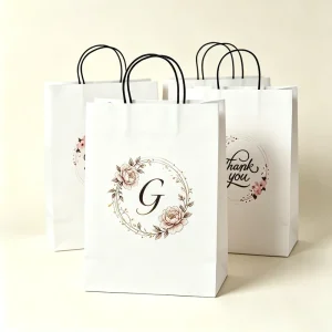 Custom Printed Your Own Logo Cardboard Packaging White Brown Black Kraft Gift Craft Shopping Paper Bag With Handles