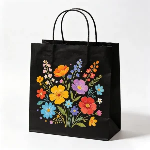 Custom Printed Your Own Logo Cardboard Packaging White Brown Black Kraft Gift Craft Shopping Paper Bag With Handles