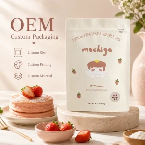Custom Printing Biodegradable Kraft Paper Bags Stand up Mylar Pouch with Zipper for Coffee Cocoa Matcha Powder Packaging