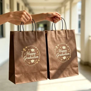 Custom Printing Hot Foiled Logo Recycle Gift Printed Shopping Black Paper Bag With Ribbon Handle Packaging Paper Bags