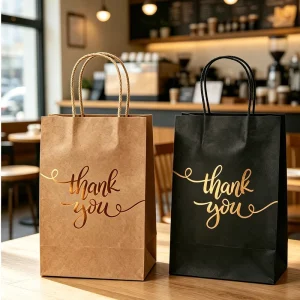 Custom Printing Kraft Paper Bag Retail Gift Packaging Candy Wrapping Paper Bag With Handle