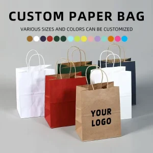 Custom Printing Logo Coffee Tote Bag Kraft Paper Bag Single Double Cup Packaging for Juice Soda Milk Tea Takeaway