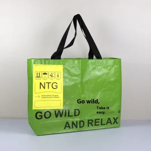 Custom Printing Oversized Woven Long Handbag Environmentally Friendly PP Plastic Shopping Bags for Exhibition