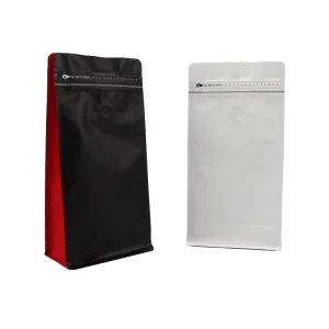 Custom Printing Plastic Coffee Resealable Bag Flat Bottom Coffee Valve Packaging Pouch With Zipper