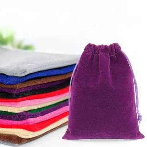 Custom Printing Portable Dust Pouch Bag Black Velvet Pouch Jewelry Drawstring Bag Small Velvet Draw String Cinch Bags