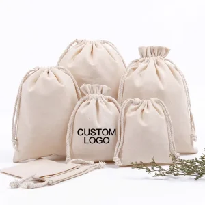 Custom Printing Round Cotton Linen Canvas Gift Drawstring Dust Bag Canvas Cotton Drawstring Bag for Boy Man Women